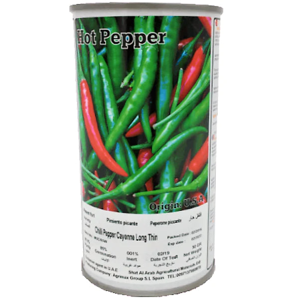 Hot Pepper Chili Cayenne Long Thin Seeds Tin