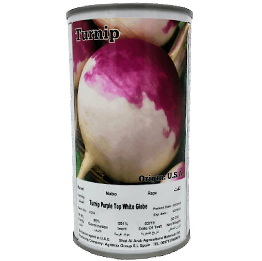 Turnip Purple Top White Globe Seeds Tin